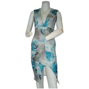 Women Blue/Grey Dress with Flowers